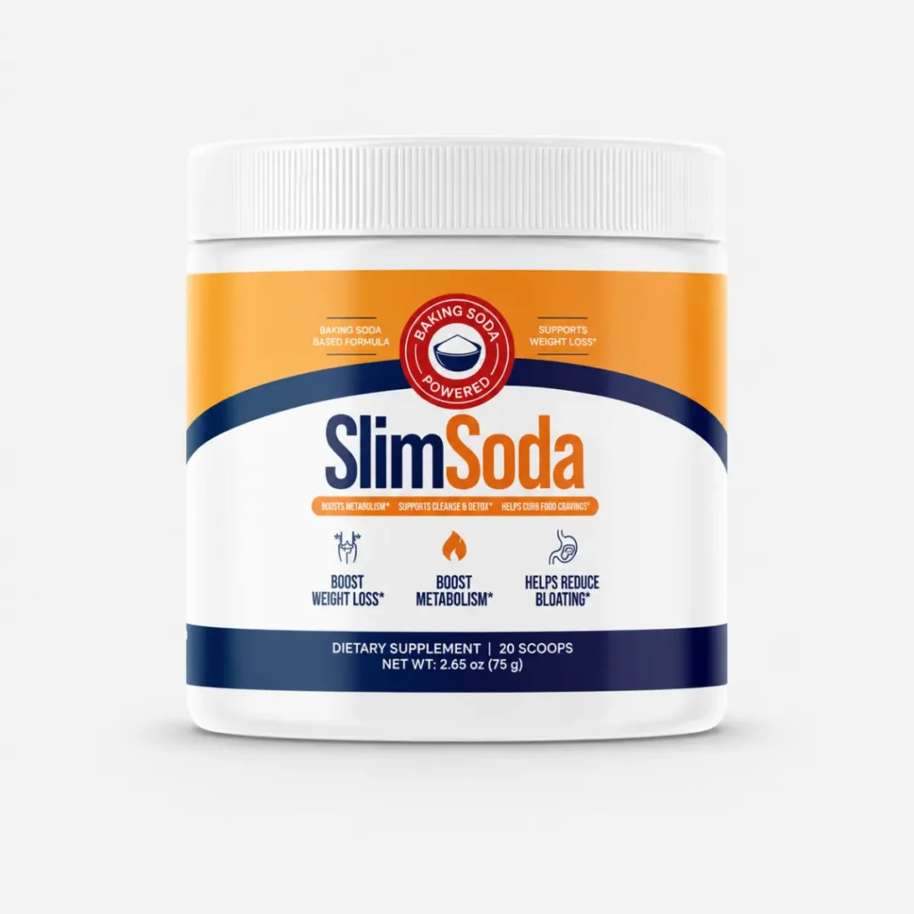 SlimSoda powder container on a clean background